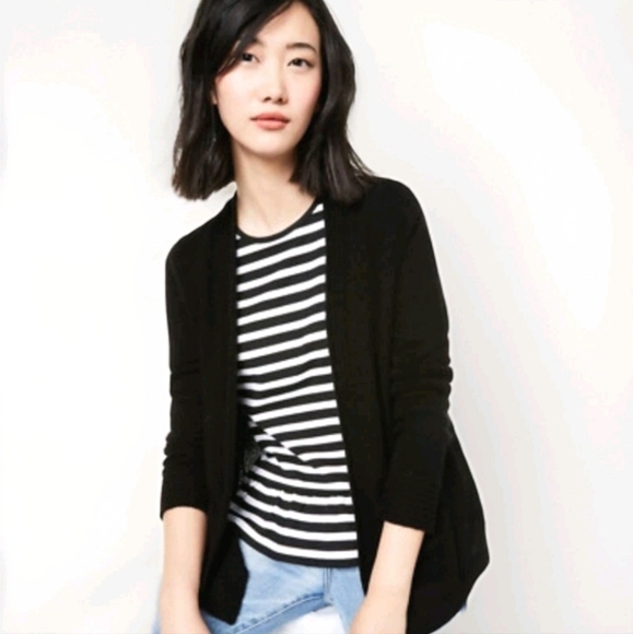 Cashmere Cardigan Charter Club Luxury Black Open Front Sweater Women's Sz M - Picture 1 of 7